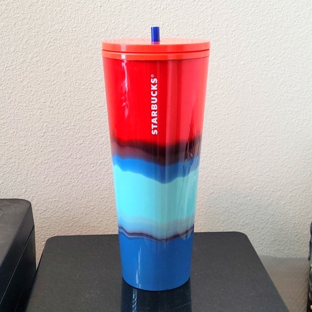 Starbucks Limited Edition Red Blue Geode Tumbler Cup 24 fl oz